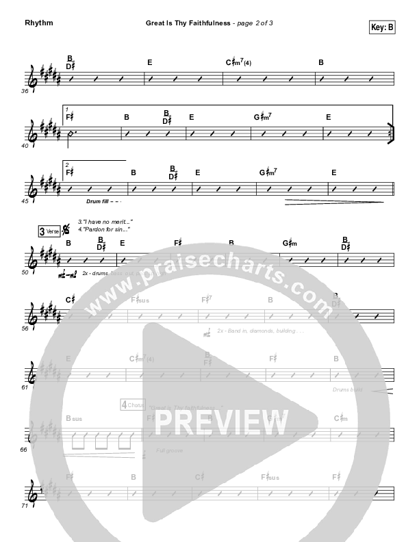 Great Is Thy Faithfulness Rhythm Chart (Austin Stone Worship)