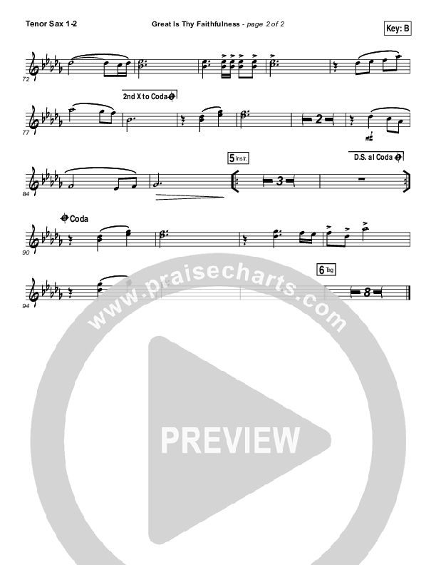 Great Is Thy Faithfulness Tenor Sax 1/2 (Austin Stone Worship)