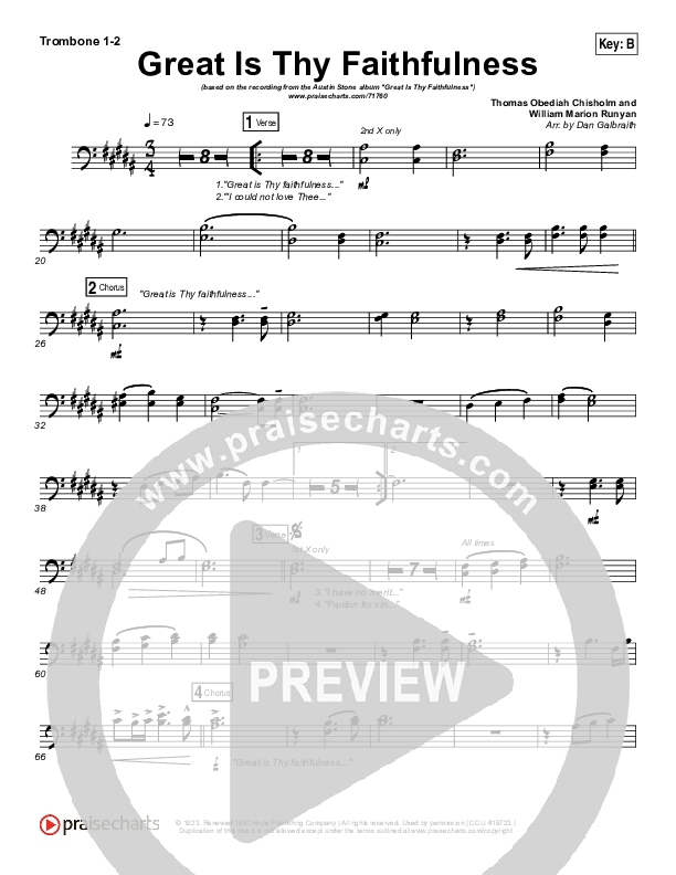 Great Is Thy Faithfulness Trombone 1/2 (Austin Stone Worship)