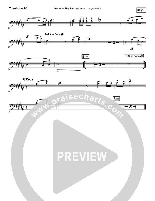 Great Is Thy Faithfulness Trombone 1/2 (Austin Stone Worship)