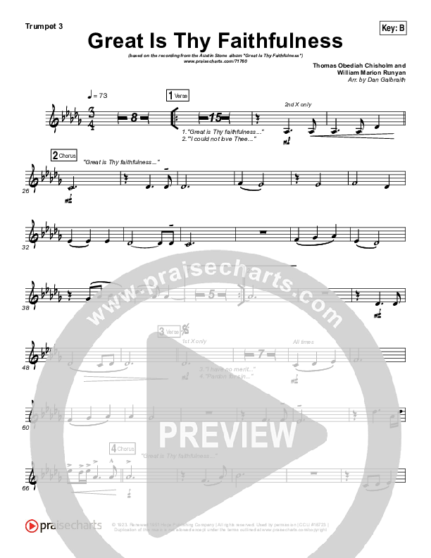 Great Is Thy Faithfulness Trumpet 3 (Austin Stone Worship)
