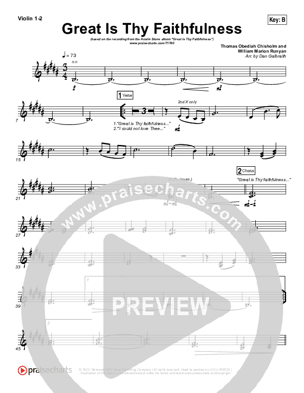 Great Is Thy Faithfulness Violin 1/2 (Austin Stone Worship)