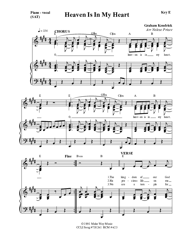 Heaven Is In My Heart Lead & Piano (Dennis Prince / Nolene Prince)