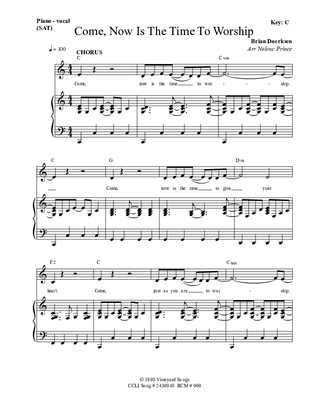 Come Now Is The Time To Worship Lead & Piano (Dennis Prince / Nolene Prince)