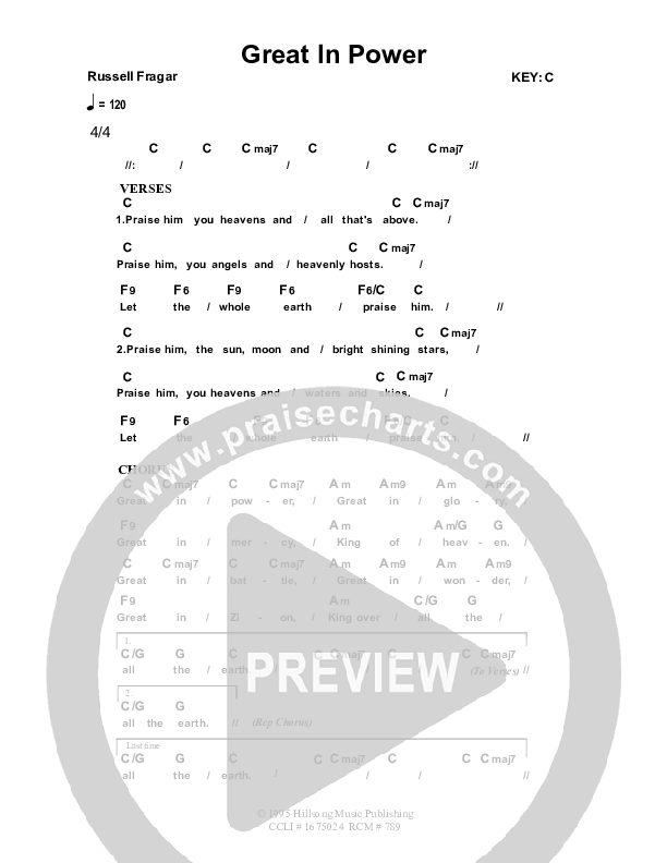 Great In Power Chord Chart (Dennis Prince / Nolene Prince)