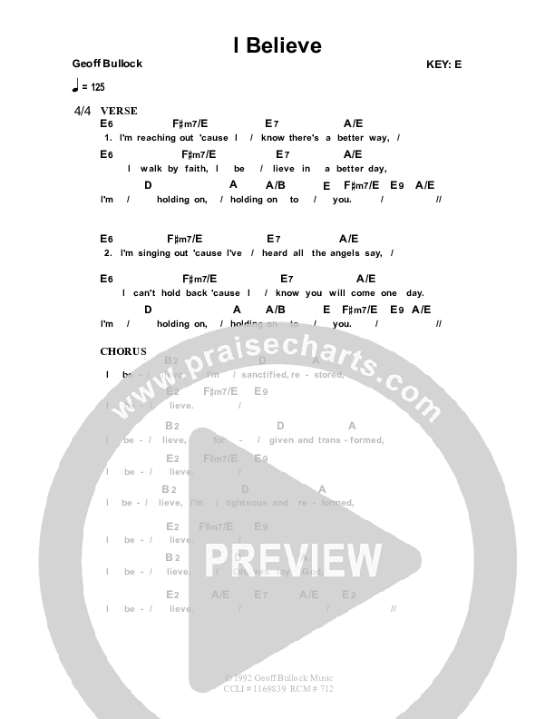 I Believe Chords & Lyrics (Dennis Prince / Nolene Prince)