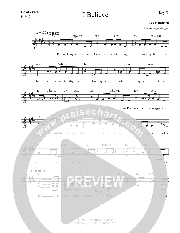 I Believe Lead & Piano (Dennis Prince / Nolene Prince)