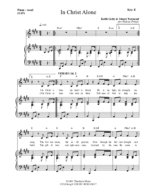 In Christ Alone Piano/Vocal (SAT) (Dennis Prince / Nolene Prince)