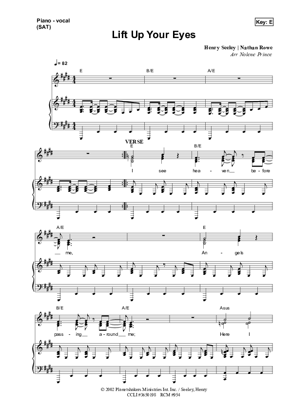 Lift Up Your Eyes Lead & Piano (Dennis Prince / Nolene Prince)