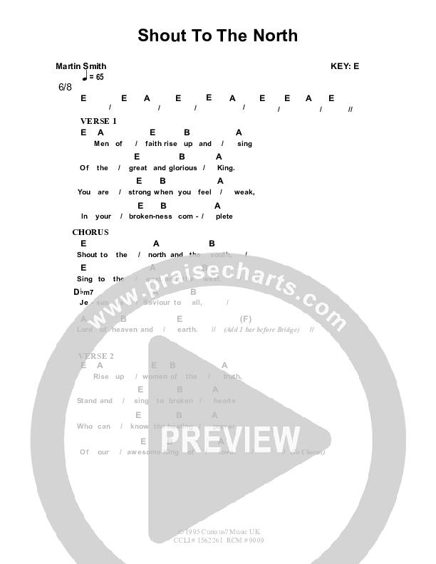 Shout To The North Chords & Lyrics (Dennis Prince / Nolene Prince)