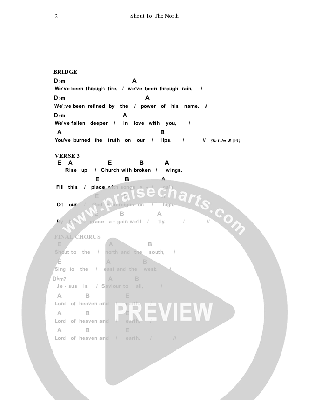 Shout To The North Chords & Lyrics (Dennis Prince / Nolene Prince)