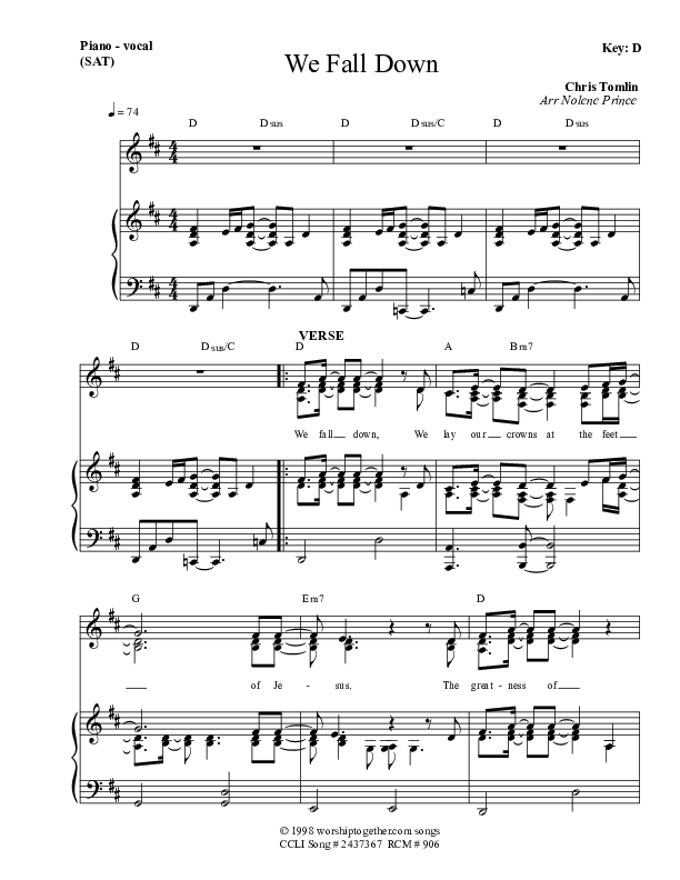 We Fall Down Lead & Piano (Dennis Prince / Nolene Prince)