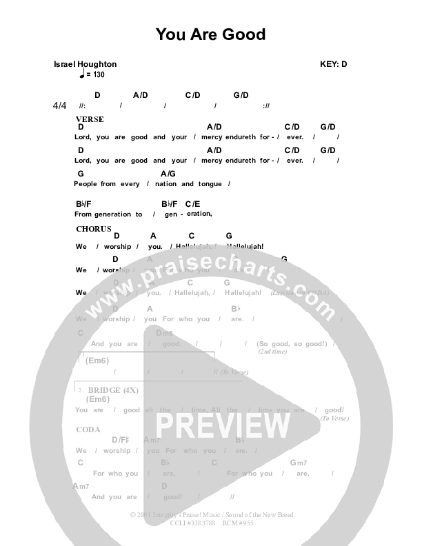 You Are Good Chords & Lyrics (Dennis Prince / Nolene Prince)