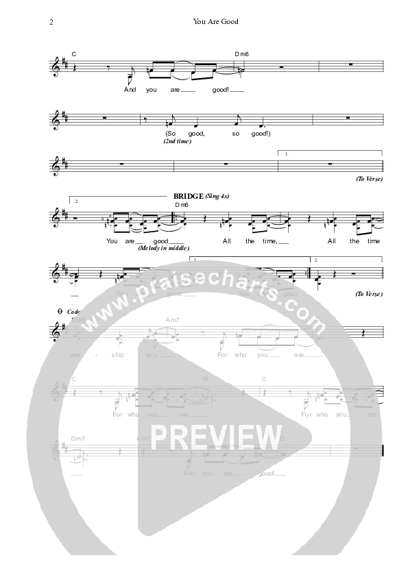 You Are Good Lead Sheet (SAT) (Dennis Prince / Nolene Prince)