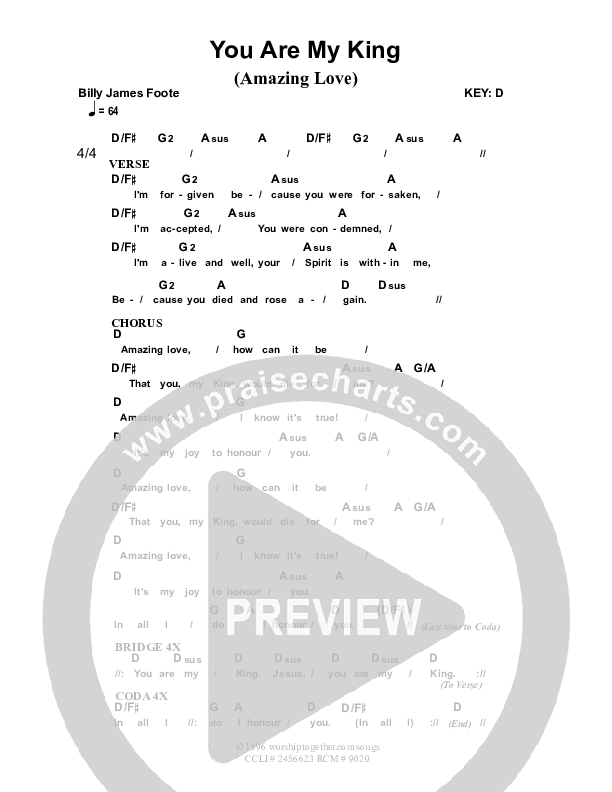 You Are My King (Amazing Love) Chords & Lyrics (Dennis Prince / Nolene Prince)