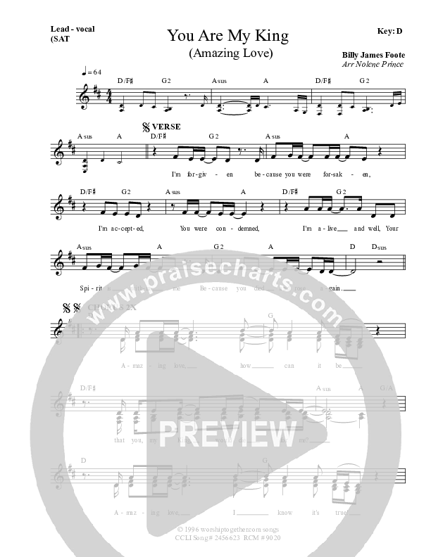 You Are My King (Amazing Love) Lead & Piano (Dennis Prince / Nolene Prince)