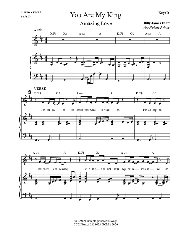 You Are My King (Amazing Love) Lead & Piano (Dennis Prince / Nolene Prince)