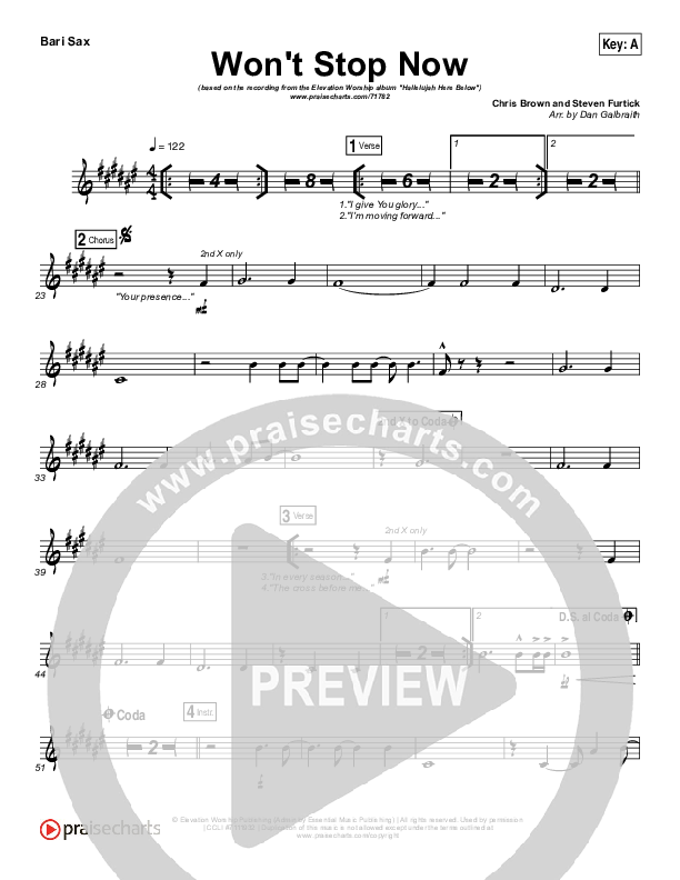 Won't Stop Now Bari Sax (Elevation Worship)