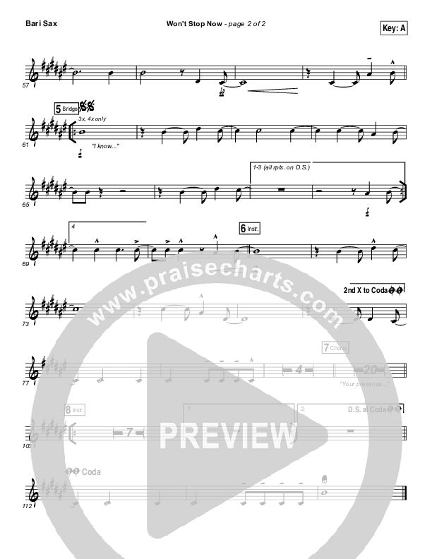 Won't Stop Now Bari Sax (Elevation Worship)