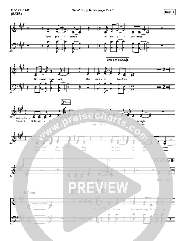Won't Stop Now Choir Sheet (SATB) (Elevation Worship)