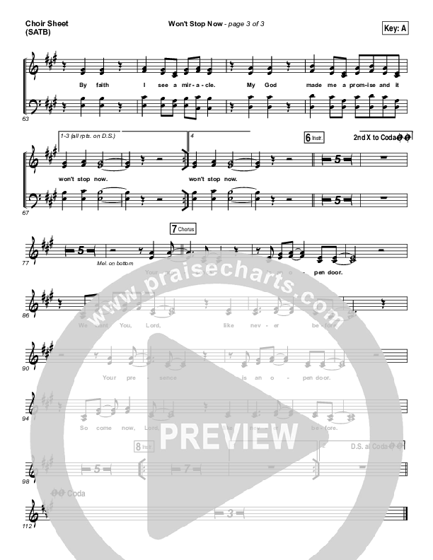 Won't Stop Now Choir Vocals (SATB) (Elevation Worship)