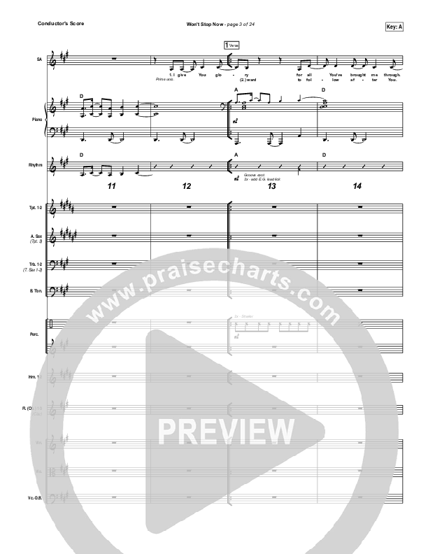 Won't Stop Now Conductor's Score (Elevation Worship)