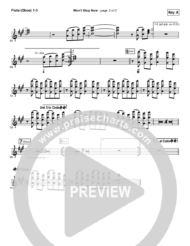 Won't Stop Now Flute/Oboe 1/2/3 (Elevation Worship)
