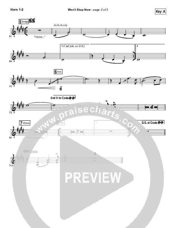 Won't Stop Now French Horn 1/2 (Elevation Worship)