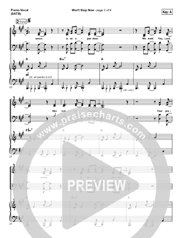 Won't Stop Now Piano/Vocal (SATB) (Elevation Worship)