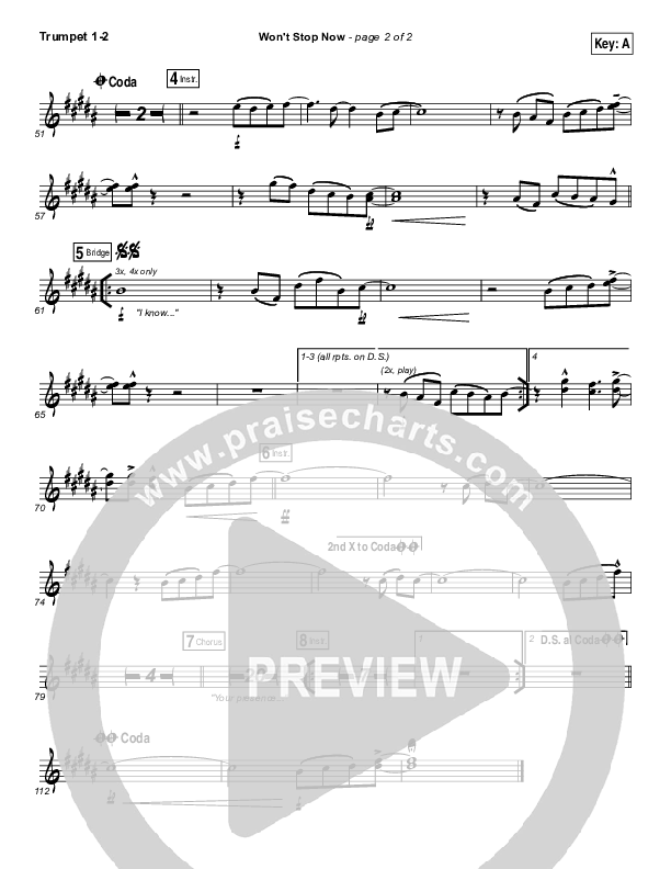 Won't Stop Now Trumpet 1,2 (Elevation Worship)