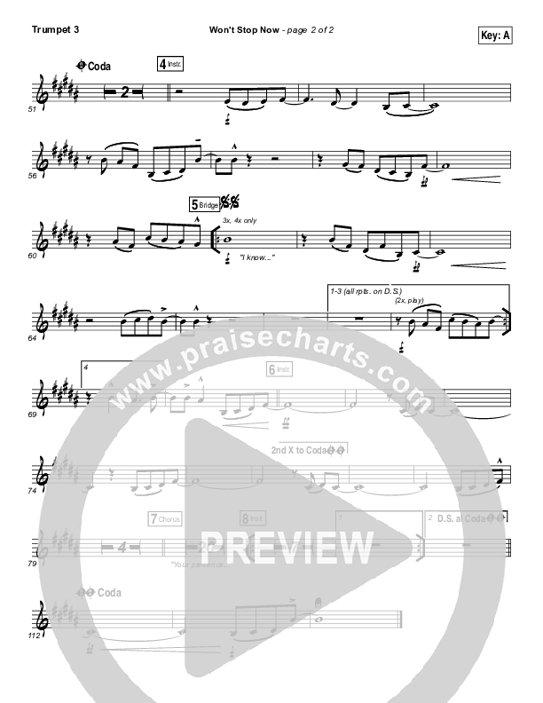 Won't Stop Now Trumpet 3 (Elevation Worship)