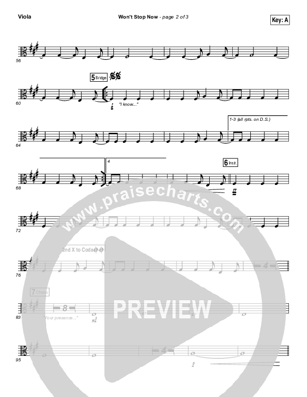 Won't Stop Now Viola (Elevation Worship)