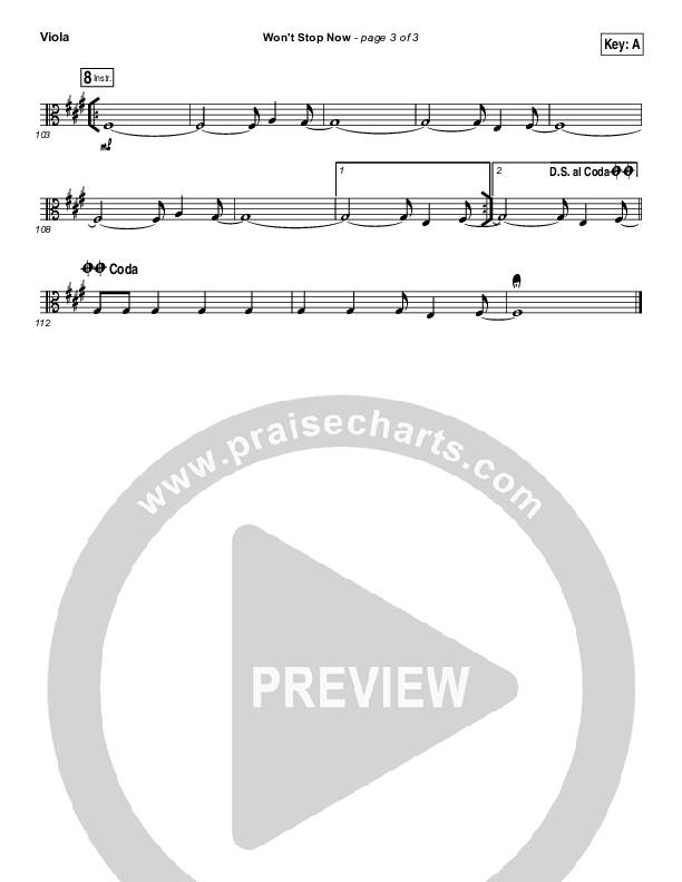 Won't Stop Now Viola (Elevation Worship)