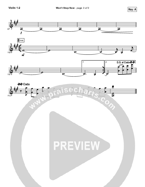 Won't Stop Now Violin 1/2 (Elevation Worship)