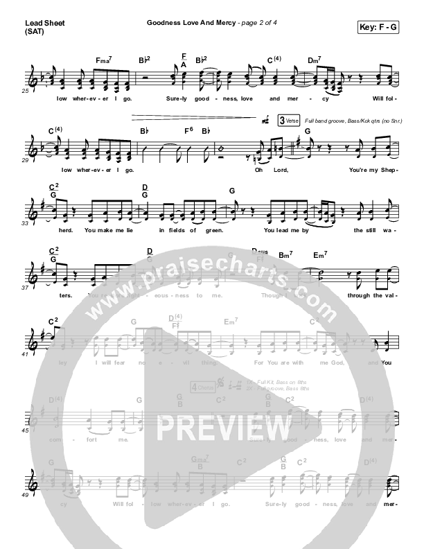 Goodness Love And Mercy Lead Sheet (Print Only) (Chris Tomlin)