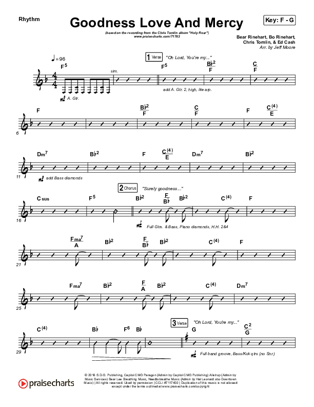 Goodness Love And Mercy Rhythm Chart (Chris Tomlin)