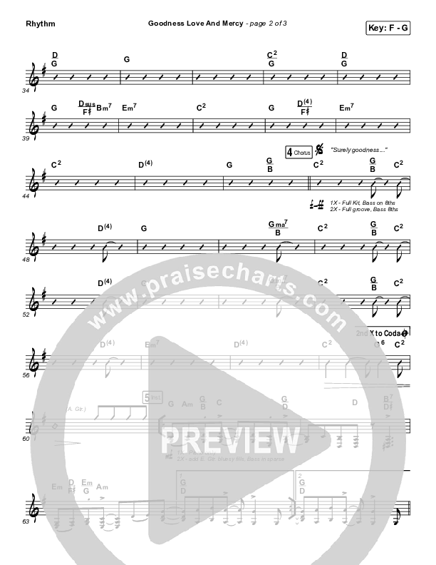Goodness Love And Mercy Rhythm Chart (Chris Tomlin)