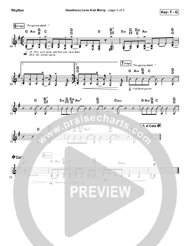 Goodness Love And Mercy Rhythm Chart (Chris Tomlin)