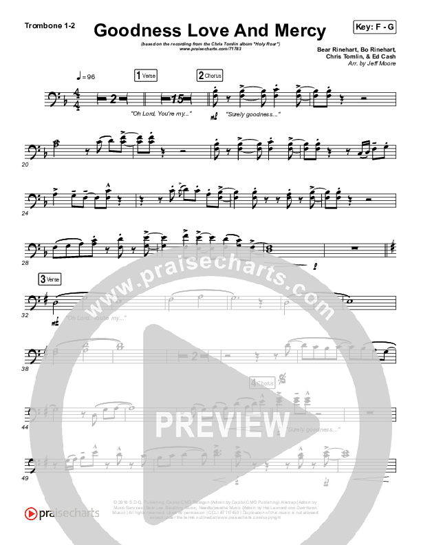 Goodness Love And Mercy Trombone 1/2 (Chris Tomlin)