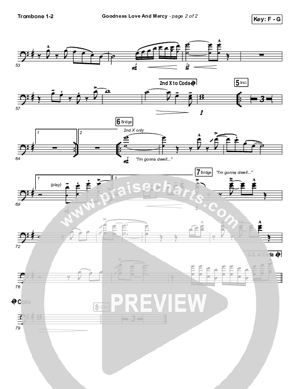 Goodness Love And Mercy Trombone 1/2 (Chris Tomlin)