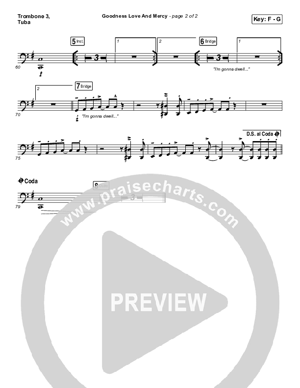 Goodness Love And Mercy Trombone 3/Tuba (Chris Tomlin)