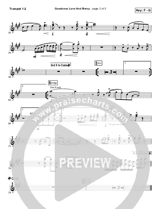 Goodness Love And Mercy Trumpet 1,2 (Chris Tomlin)