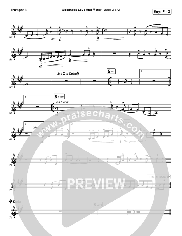 Goodness Love And Mercy Trumpet 3 (Chris Tomlin)