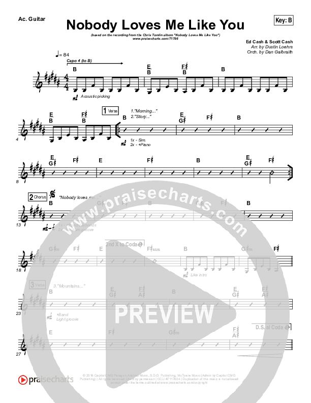 Nobody Loves Me Like You Rhythm Chart (Chris Tomlin)