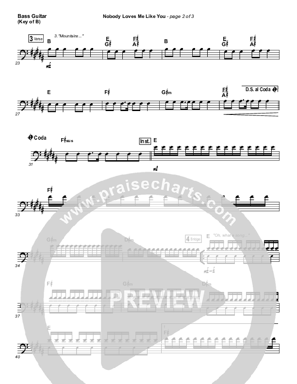 Nobody Loves Me Like You Bass Guitar (Chris Tomlin)