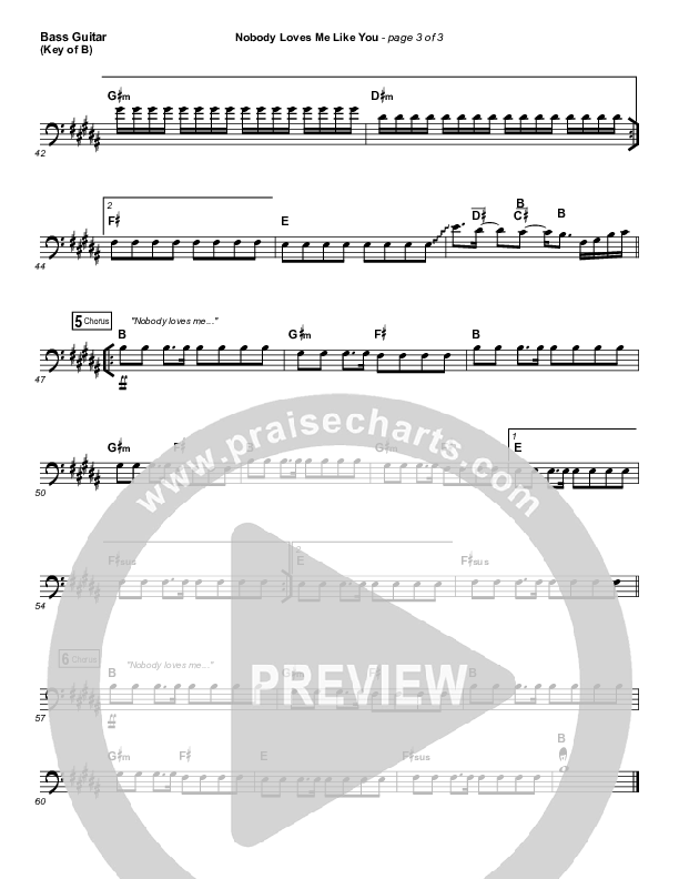 Nobody Loves Me Like You Bass Guitar (Chris Tomlin)