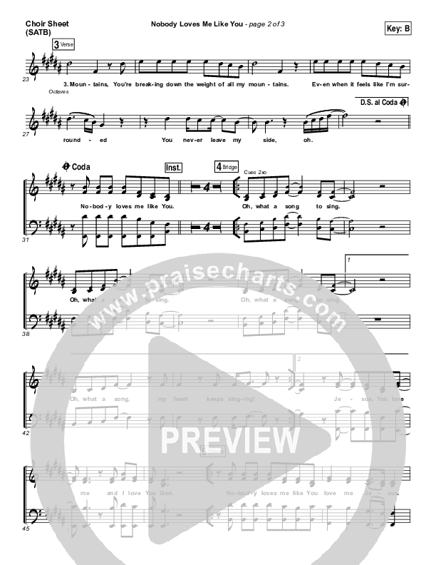 Nobody Loves Me Like You Choir Sheet (SATB) (Chris Tomlin)