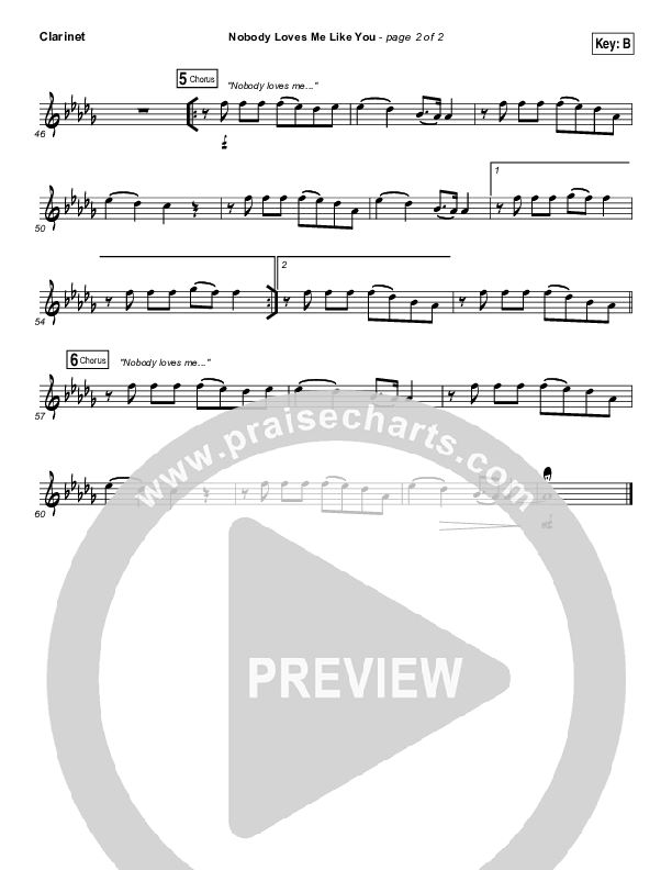 Nobody Loves Me Like You Clarinet (Chris Tomlin)