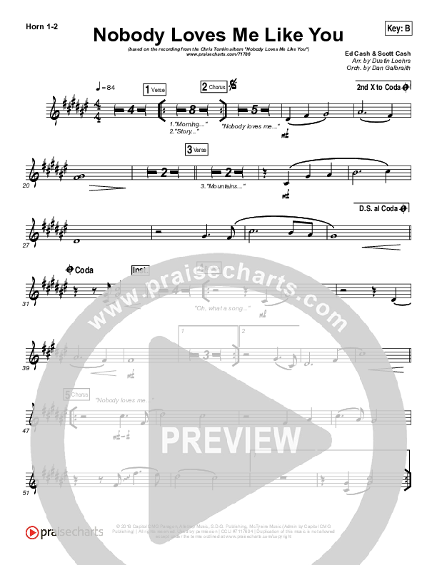 Nobody Loves Me Like You French Horn 1/2 (Chris Tomlin)