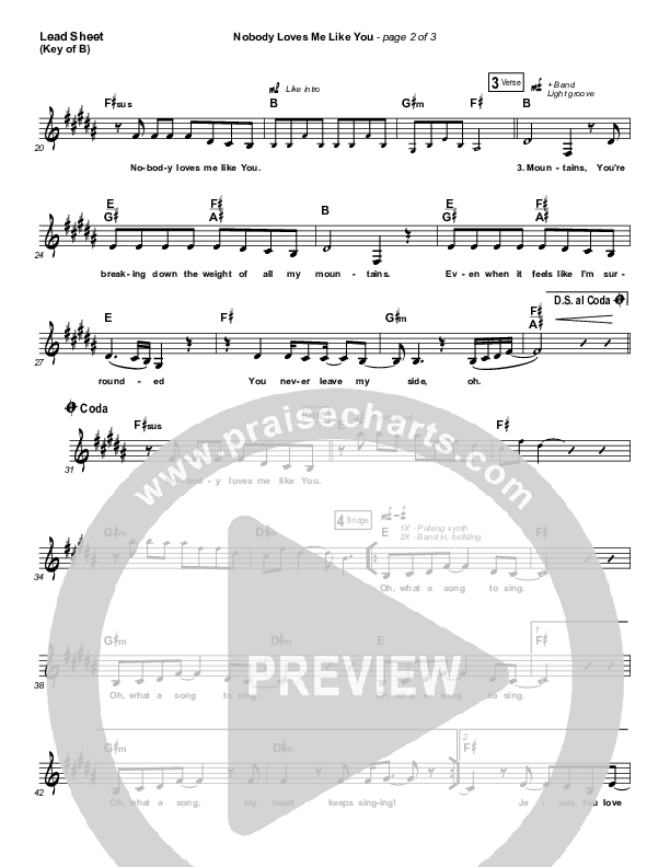 Nobody Loves Me Like You Lead Sheet (Melody) (Chris Tomlin)